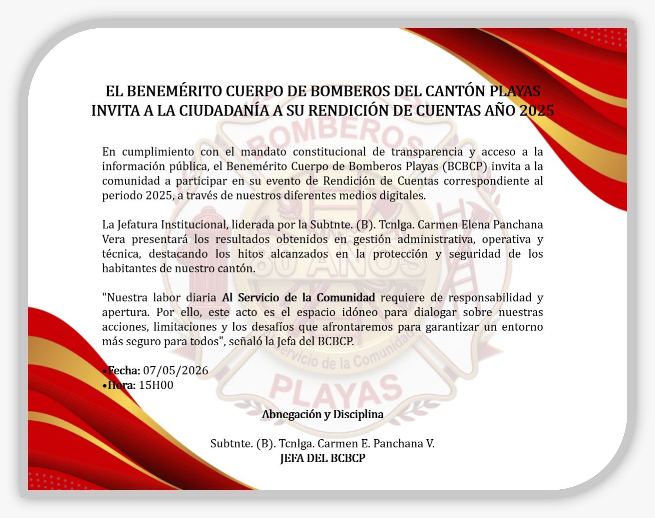 INVITACIÓN A LA RENDICIÓN DE CUENTAS 2025